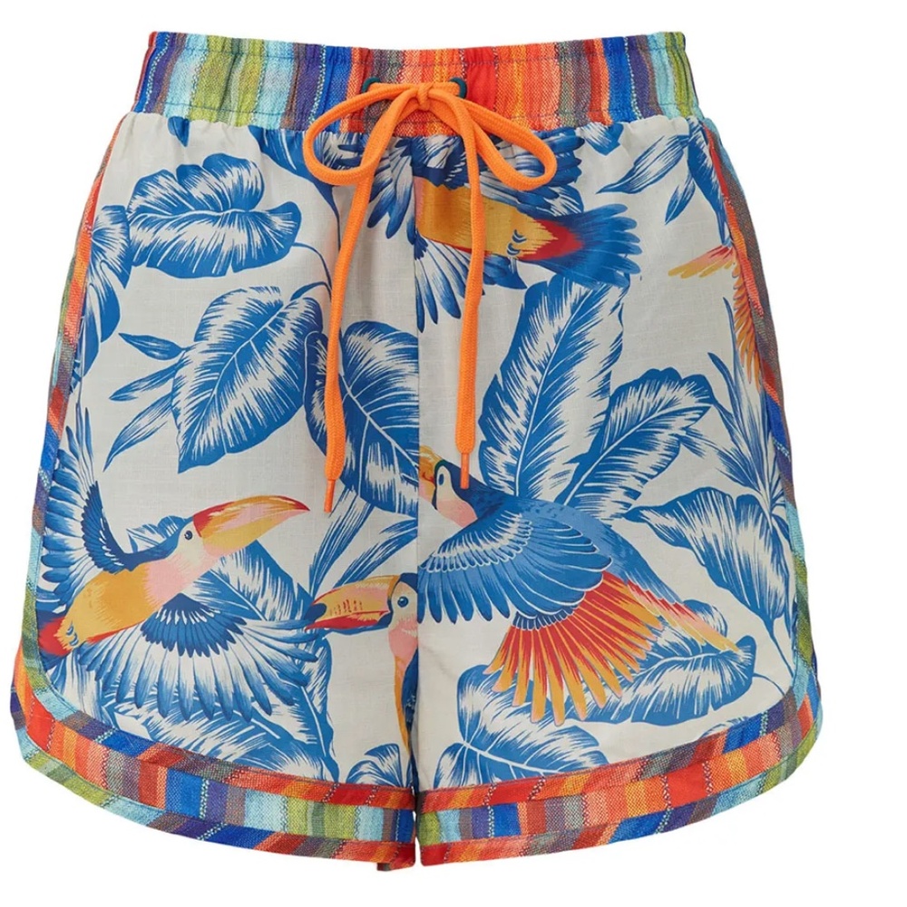 Farm Rio Women’s Drawstring Flying Toucan Shorts Tropical - Extra Large